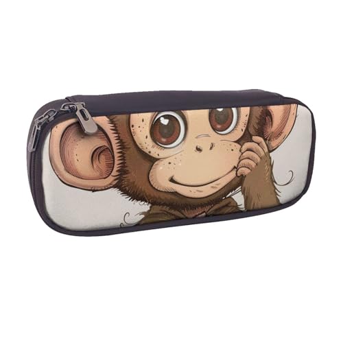 AQRJLPO Federmäppchen mit Affen-Kunstdruck, Flip-Leder-Federmäppchen, niedliches Stifteetui, Reise-Make-up-Tasche, Schreibwaren-Geschenk für Studenten, Mädchen, Jungen, Frauen, Schwarz , Einheitsgröße AQRJLPO Federmäppchen mit Affen-Kunstdruck, Flip-Leder-Federmäppchen, niedliches Stifteetui, Reise-Make-up-Tasche, Schreibwaren-Geschenk für Studenten, Mädchen, Jungen, Frauen, Schwarz , Einheitsgröße von AQRJLPO