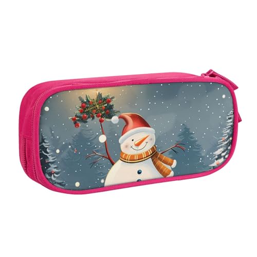 AQRJLPO Federmäppchen mit Aufschrift "Merry Christmas" für Jungen und Mädchen, großes Fassungsvermögen, Büro, Schule, Studenten, Schreibwaren-Tasche, Stifthalter mit 2 Fächern, Schwarz, rose von AQRJLPO