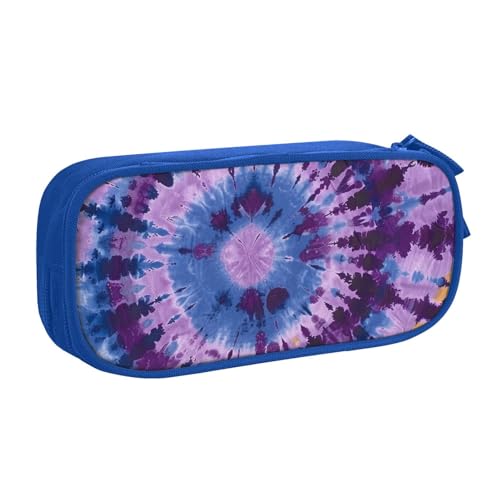 AQRJLPO Federmäppchen mit Batikdruck für Jungen und Mädchen, großes Fassungsvermögen, Büro, Schule, Studenten, Schreibwaren-Tasche, Stifthalter mit 2 Fächern, Schwarz, blau, Einheitsgröße, Schulranzen von AQRJLPO