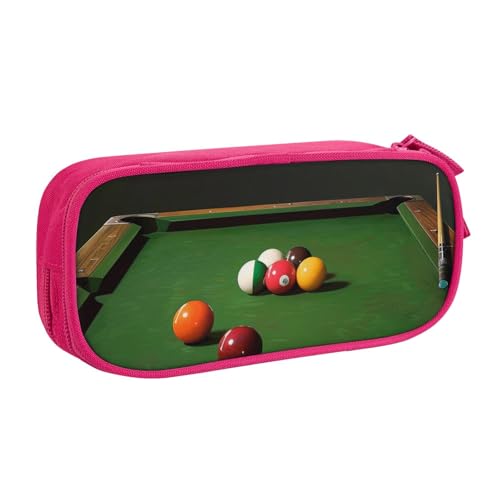 AQRJLPO Federmäppchen mit Billardaufdruck, für Jungen und Mädchen, großes Fassungsvermögen, Büro, Schule, Studenten, Schreibwaren-Tasche, Stifthalter mit 2 Fächern, Schwarz, rose, Einheitsgröße von AQRJLPO