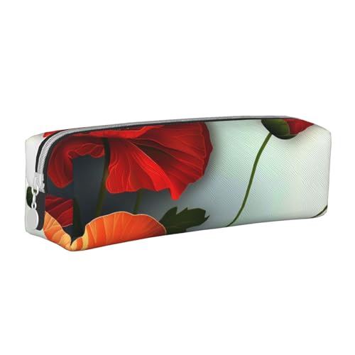 AQRJLPO Federmäppchen mit Blumenmuster, bedrucktes Leder, einfaches Federmäppchen, niedliches Federmäppchen, Stifteetui, Schule, Schreibwaren, Organizer, Make-up-Tasche für Jungen, Mädchen, Studenten von AQRJLPO