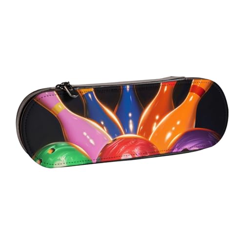 AQRJLPO Federmäppchen mit Bowlingkugel-Aufdruck, multifunktional, Reise-Kosmetiktasche, Reißverschluss, Schreibtisch-Aufbewahrungsbox, kompaktes Geschenk für Schule, Büro, Reisen, Schwarz von AQRJLPO