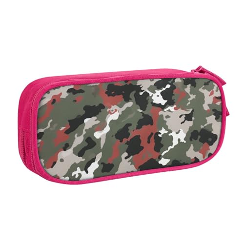 AQRJLPO Federmäppchen mit Camouflage-Aufdruck, für Jungen und Mädchen, großes Fassungsvermögen, Büro, Schule, Studenten, Schreibwaren-Tasche, Stifthalter mit 2 Fächern, Schwarz, rose, Einheitsgröße von AQRJLPO