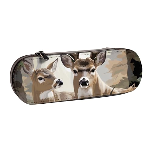 AQRJLPO Federmäppchen mit Camouflage-Muster aus Leder, multifunktional, Reise-Kosmetiktasche, Reißverschluss, Schreibtisch-Aufbewahrungsbox, kompaktes Geschenk für Schule, Büro, Reisen, Schwarz von AQRJLPO