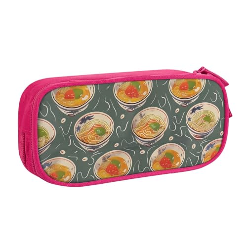 AQRJLPO Federmäppchen mit Eierbechern, Nudeln, Ramen-Aufdruck, für Jungen und Mädchen, großes Fassungsvermögen, Büro, Schule, Studenten, Schreibwaren-Tasche, Stifthalter mit 2 Fächern, Schwarz, rose von AQRJLPO