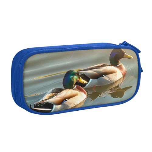 AQRJLPO Federmäppchen mit Entenmotiv, für Jungen und Mädchen, großes Fassungsvermögen, Büro, Schule, Studenten, Schreibwaren-Tasche, Stifthalter mit 2 Fächern, Schwarz, blau, Einheitsgröße von AQRJLPO