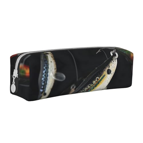 AQRJLPO Federmäppchen mit Fischköder, bedrucktes Leder, niedliches Federmäppchen, Stifteetui, Schule, Schreibwaren, Organizer, Make-up-Tasche für Jungen, Mädchen, Studenten, weiß, Einheitsgröße von AQRJLPO