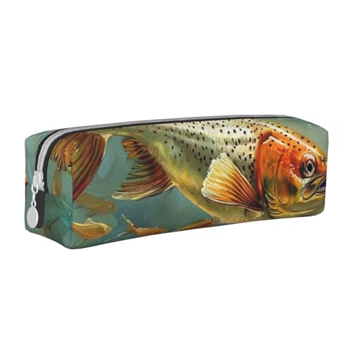 AQRJLPO Federmäppchen mit Fliegenfisch-Motiv, Leder, einfaches Federmäppchen, niedliches Federmäppchen, Stifteetui, Schule, Schreibwaren, Organizer, Make-up-Tasche für Jungen, Mädchen, Studenten, weiß von AQRJLPO