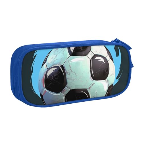 AQRJLPO Federmäppchen mit Fußball-Aufdruck, für Jungen und Mädchen, großes Fassungsvermögen, Büro, Schule, Studenten, Schreibwaren-Tasche, Stifthalter mit 2 Fächern, Schwarz, blau, Einheitsgröße AQRJLPO Federmäppchen mit Fußball-Aufdruck, für Jungen und Mädchen, großes Fassungsvermögen, Büro, Schule, Studenten, Schreibwaren-Tasche, Stifthalter mit 2 Fächern, Schwarz, blau, Einheitsgröße von AQRJLPO