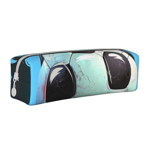AQRJLPO Federmäppchen mit Fußball-Motiv, bedrucktes Leder, niedliches Federmäppchen, Stifteetui, Schule, Schreibwaren, Organizer, Make-up-Tasche für Jungen, Mädchen, Studenten, weiß, Einheitsgröße von AQRJLPO