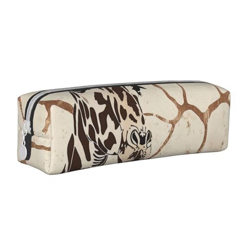 AQRJLPO Federmäppchen mit Giraffen-Druck, Leder, einfaches Federmäppchen, niedliches Federmäppchen, Schulbedarf, Organizer, Make-up-Tasche für Jungen, Mädchen, Studenten, weiß, Einheitsgröße von AQRJLPO