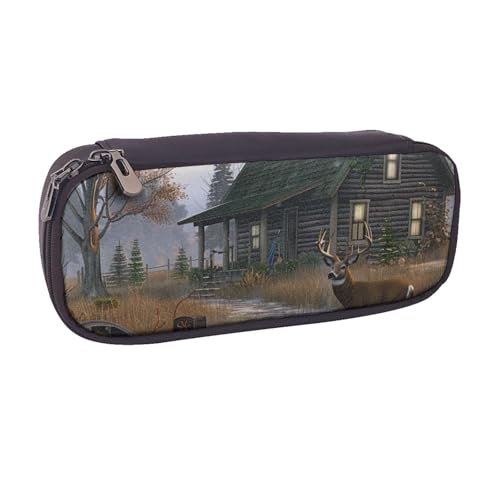 AQRJLPO Federmäppchen mit Hirschjagd-Aufdruck, Leder-Federmäppchen, niedliches Stifteetui, Reise-Make-up-Tasche, Schreibwaren, Geschenk für Studenten, Mädchen, Jungen, Frauen, Schwarz , Einheitsgröße AQRJLPO Federmäppchen mit Hirschjagd-Aufdruck, Leder-Federmäppchen, niedliches Stifteetui, Reise-Make-up-Tasche, Schreibwaren, Geschenk für Studenten, Mädchen, Jungen, Frauen, Schwarz , Einheitsgröße von AQRJLPO