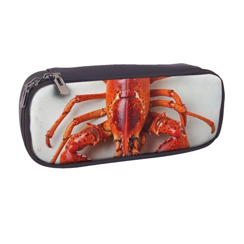 AQRJLPO Federmäppchen mit Karabineraufdruck, Leder, niedliches Federmäppchen, Federmäppchen, Reise-Make-up-Tasche, Schreibwaren-Geschenk für Studenten, Mädchen, Jungen, Frauen, Schwarz , Einheitsgröße von AQRJLPO