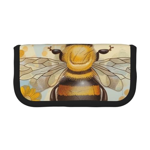 AQRJLPO Federmäppchen mit Karate-Aufdruck für Jungen, Mädchen, Damen, Kosmetik- und Schreibwaren-Organizer, Reißverschluss, Schreibtisch-Aufbewahrungstasche für Schule, Büro und Reisen, Honigbiene von AQRJLPO