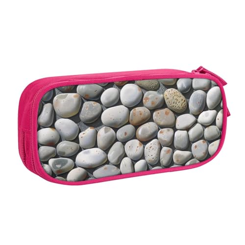 AQRJLPO Federmäppchen mit Kieselstein-Aufdruck, für Jungen und Mädchen, großes Fassungsvermögen, Büro, Schule, Studenten, Schreibwaren-Tasche, Stifthalter mit 2 Fächern, Schwarz, rose, Einheitsgröße von AQRJLPO