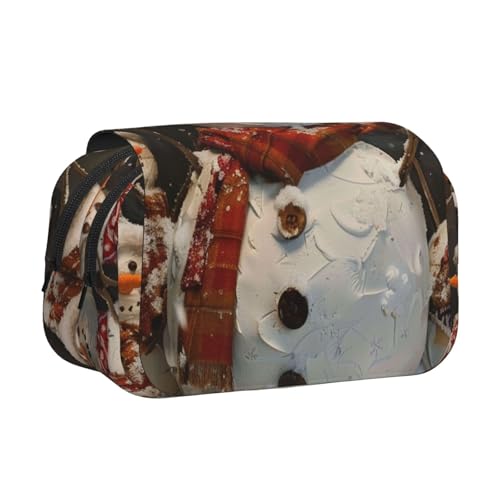 AQRJLPO Federmäppchen mit Lotusblumen-Aufdruck, doppellagig, Flip-Bleistifttasche, Stift-Organizer, Make-up-Tasche für Schule, Reisen und Arbeit, Weihnachts-Schneemann, Einheitsgröße, Schulranzen von AQRJLPO