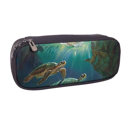 AQRJLPO Federmäppchen mit Meeresschildkröten-Aufdruck, Leder, niedliches Federmäppchen, Federmäppchen, Reise-Make-up-Tasche, Schreibwaren, Geschenk für Studenten, Mädchen, Jungen, Frauen, Schwarz AQRJLPO Federmäppchen mit Meeresschildkröten-Aufdruck, Leder, niedliches Federmäppchen, Federmäppchen, Reise-Make-up-Tasche, Schreibwaren, Geschenk für Studenten, Mädchen, Jungen, Frauen, Schwarz von AQRJLPO