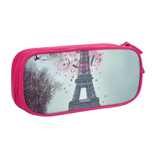 AQRJLPO Federmäppchen mit Motiv Paris Tower für Jungen und Mädchen, großes Fassungsvermögen, Büro, Schule, Studenten, Schreibwaren-Tasche, Stifthalter mit 2 Fächern, Schwarz, rose, Einheitsgröße von AQRJLPO