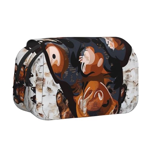 AQRJLPO Federmäppchen mit Musiknoten-Druck, doppellagig, Flip-Bleistifttasche, Stift-Organizer, Make-up-Tasche für Schule, Reisen und Arbeit, Hundepfotenabdruck, Einheitsgröße, Schulranzen von AQRJLPO