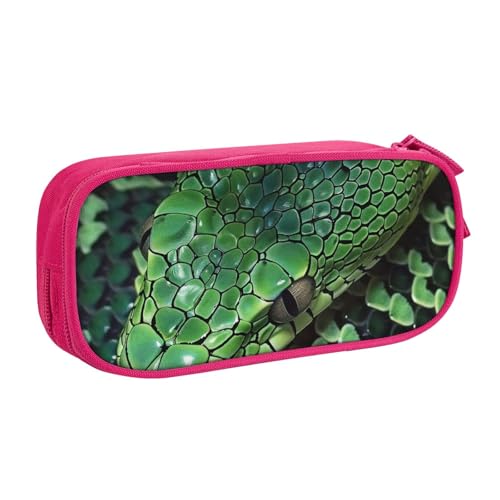 AQRJLPO Federmäppchen mit Schlangenhaut-Kunstdruck, für Jungen und Mädchen, großes Fassungsvermögen, Büro, Schule, Studenten, Schreibwaren-Tasche, Stifthalter mit 2 Fächern, Schwarz, rose von AQRJLPO