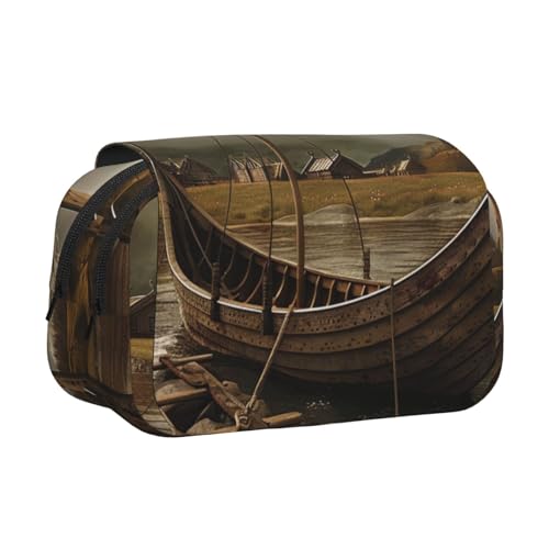 AQRJLPO Federmäppchen mit Schmetterlings-Aufdruck, doppellagig, Flip-Bleistifttasche, Stift-Organizer, Make-up-Tasche für Schule, Reisen und Arbeit, Altes Boot, Einheitsgröße, Schulranzen von AQRJLPO