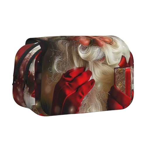 AQRJLPO Federmäppchen mit Schmetterlings-Aufdruck, doppellagig, Flip-Bleistifttasche, Stift-Organizer, Make-up-Tasche für Schule, Reisen und Arbeit, Frohe Weihnachten Weihnachtsmann, Einheitsgröße von AQRJLPO