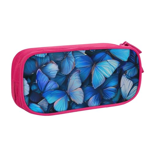 AQRJLPO Federmäppchen mit Schmetterlingsmotiven für Jungen und Mädchen, großes Fassungsvermögen, Büro, Schule, Studenten, Schreibwaren-Tasche, Stifthalter mit 2 Fächern, Schwarz, rose, Einheitsgröße von AQRJLPO