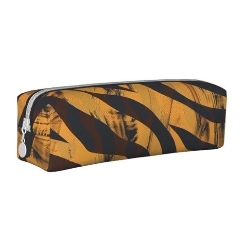 AQRJLPO Federmäppchen mit Tigerstreifen, bedrucktes Leder, einfaches Federmäppchen, niedliches Federmäppchen, Stifteetui, Schule, Schreibwaren, Organizer, Make-up-Tasche für Jungen, Mädchen, Studenten von AQRJLPO