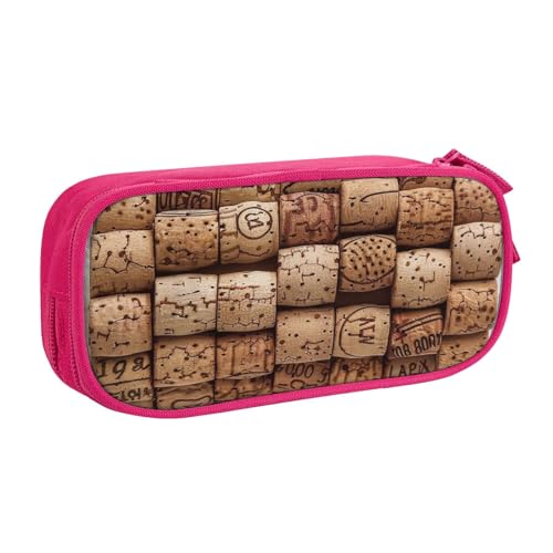 AQRJLPO Federmäppchen mit Weinkork-Aufdruck, für Jungen und Mädchen, großes Fassungsvermögen, Büro, Schule, Studenten, Schreibwaren-Tasche, Stifthalter mit 2 Fächern, Schwarz, rose, Einheitsgröße von AQRJLPO