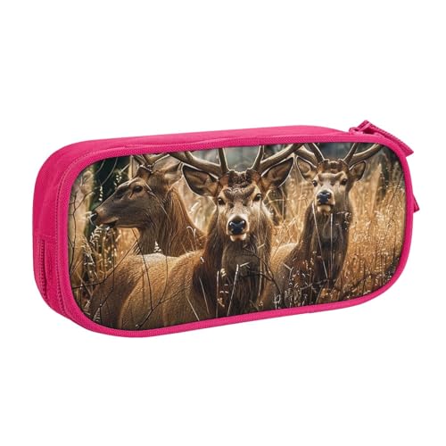 AQRJLPO Federmäppchen mit Wildtiermotiven, für Jungen und Mädchen, großes Fassungsvermögen, Büro, Schule, Studenten, Schreibwaren-Tasche, Stifthalter mit 2 Fächern, Schwarz, rose, Einheitsgröße von AQRJLPO