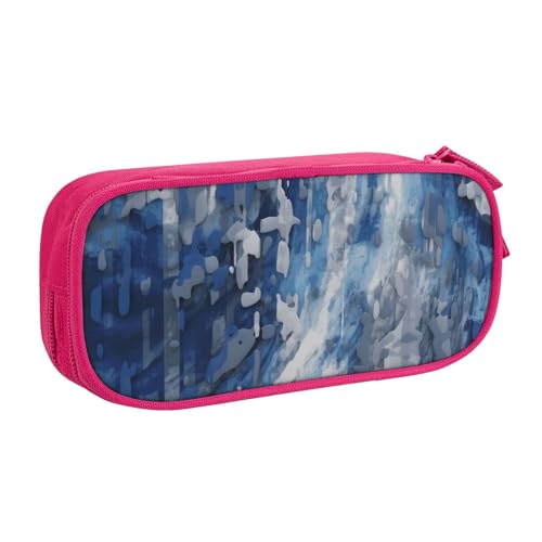 AQRJLPO Federmäppchen mit abstraktem blauen Aufdruck, für Jungen und Mädchen, großes Fassungsvermögen, Büro, Schule, Studenten, Schreibwaren-Tasche, Stifthalter mit 2 Fächern, Schwarz, rose von AQRJLPO