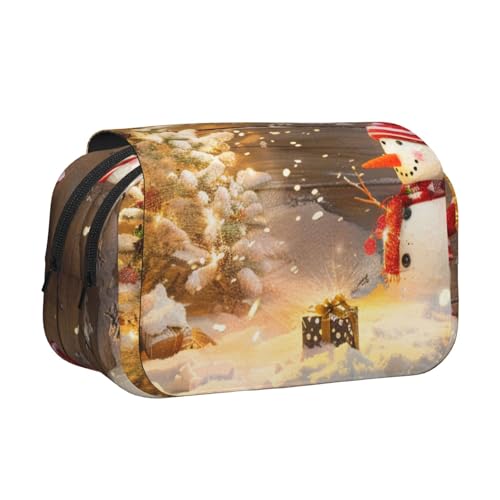 AQRJLPO Federmäppchen mit buntem Donut-Druck, doppellagig, Flip-Bleistifttasche, Stift-Organizer, Make-up-Tasche für Schule, Reisen und Arbeit, Weihnachten und Schneemann, Einheitsgröße, Schulranzen von AQRJLPO
