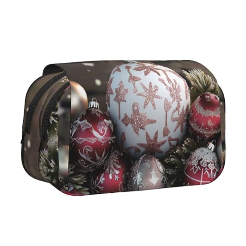 AQRJLPO Federmäppchen mit buntem Donut-Druck, doppellagig, Flip-Bleistifttasche, Stift-Organizer, Make-up-Tasche für Schule, Reisen und Arbeit, Weihnachtsdekoration., Einheitsgröße, Schulranzen von AQRJLPO