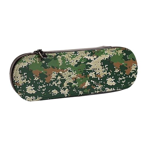 AQRJLPO Federmäppchen mit digitalem Camouflage-Muster, Leder, multifunktional, Reise-Kosmetiktasche, Reißverschluss, Schreibtisch-Aufbewahrungsbox, kompaktes Geschenk für Schule, Büro, Reisen, Schwarz von AQRJLPO