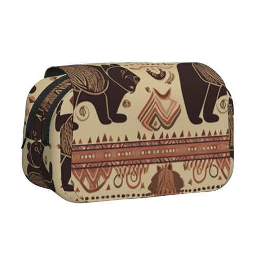 AQRJLPO Federmäppchen mit großem Punktemuster, doppellagig, Flip-Bleistifttasche, Stift-Organizer, Make-up-Tasche für Schule, Reisen und Arbeit, Schwarz und Weiß, bär, Einheitsgröße, Schulranzen von AQRJLPO