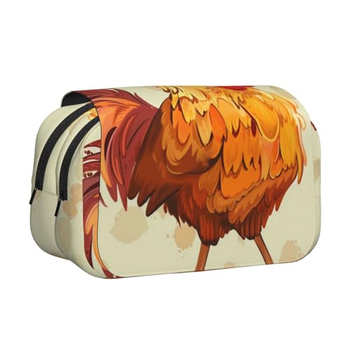 AQRJLPO Federmäppchen mit niedlichem Affen-Kunstdruck, doppellagig, Flip-Bleistifttasche, Stift-Organizer, Make-up-Tasche für Schule, Reisen und Arbeit, Huhn Küken, Einheitsgröße, Schulranzen von AQRJLPO