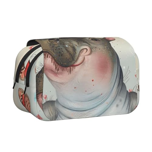 AQRJLPO Federmäppchen mit niedlichem Affen-Kunstdruck, doppellagig, Flip-Bleistifttasche, Stift-Organizer, Make-up-Tasche für Schule, Reisen und Arbeit, Schmetterling und Nilpferd, Einheitsgröße AQRJLPO Federmäppchen mit niedlichem Affen-Kunstdruck, doppellagig, Flip-Bleistifttasche, Stift-Organizer, Make-up-Tasche für Schule, Reisen und Arbeit, Schmetterling und Nilpferd, Einheitsgröße von AQRJLPO