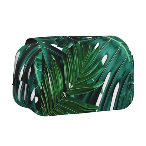 AQRJLPO Federmäppchen mit niedlichem Affen-Kunstdruck, doppellagig, Flip-Bleistifttasche, Stift-Organizer, Make-up-Tasche für Schule, Reisen und Arbeit, Süße grüne Palmenblätter., Einheitsgröße AQRJLPO Federmäppchen mit niedlichem Affen-Kunstdruck, doppellagig, Flip-Bleistifttasche, Stift-Organizer, Make-up-Tasche für Schule, Reisen und Arbeit, Süße grüne Palmenblätter., Einheitsgröße von AQRJLPO