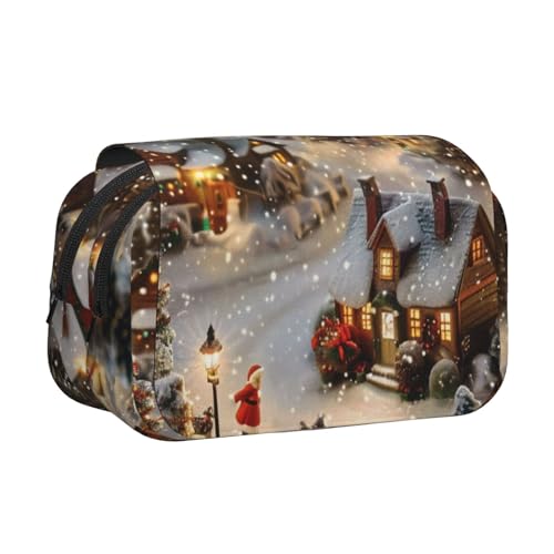 AQRJLPO Federmäppchen mit niedlichem Affen-Kunstdruck, doppellagig, Flip-Bleistifttasche, Stift-Organizer, Make-up-Tasche für Schule, Reisen und Arbeit, Weihnachtsdorf, Einheitsgröße, Schulranzen AQRJLPO Federmäppchen mit niedlichem Affen-Kunstdruck, doppellagig, Flip-Bleistifttasche, Stift-Organizer, Make-up-Tasche für Schule, Reisen und Arbeit, Weihnachtsdorf, Einheitsgröße, Schulranzen von AQRJLPO