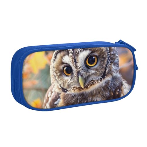 AQRJLPO Federmäppchen mit niedlichem Eulendruck, für Jungen und Mädchen, großes Fassungsvermögen, Büro, Schule, Studenten, Schreibwaren-Tasche, Stifthalter mit 2 Fächern, Schwarz, blau, Einheitsgröße von AQRJLPO