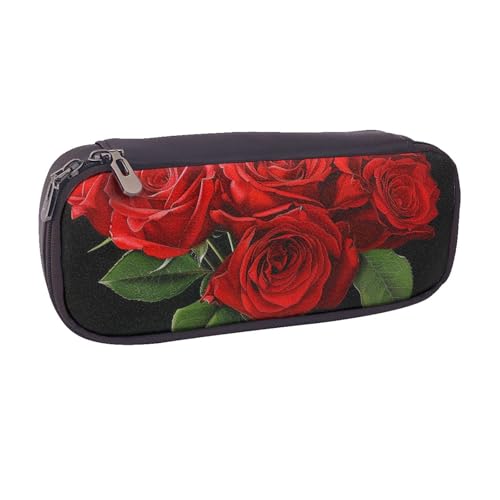 AQRJLPO Federmäppchen mit roten Rosen-Aufdrucken, Leder, niedliches Stifteetui, Reise-Make-up-Tasche, Schreibwaren-Geschenk für Studenten, Mädchen, Jungen, Frauen, Schwarz , Einheitsgröße, Schulranzen AQRJLPO Federmäppchen mit roten Rosen-Aufdrucken, Leder, niedliches Stifteetui, Reise-Make-up-Tasche, Schreibwaren-Geschenk für Studenten, Mädchen, Jungen, Frauen, Schwarz , Einheitsgröße, Schulranzen von AQRJLPO