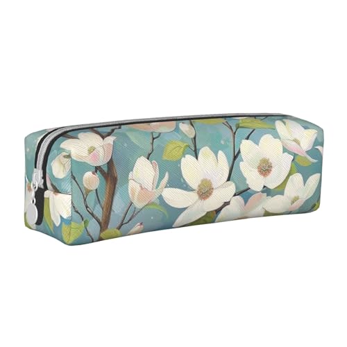 AQRJLPO Federmappe mit Hundeholzblüten, bedrucktes Leder, einfaches Federmäppchen, niedliches Federmäppchen, Stifteetui, Schule, Schreibwaren, Organizer, Make-up-Tasche für Jungen, Mädchen, Studenten von AQRJLPO