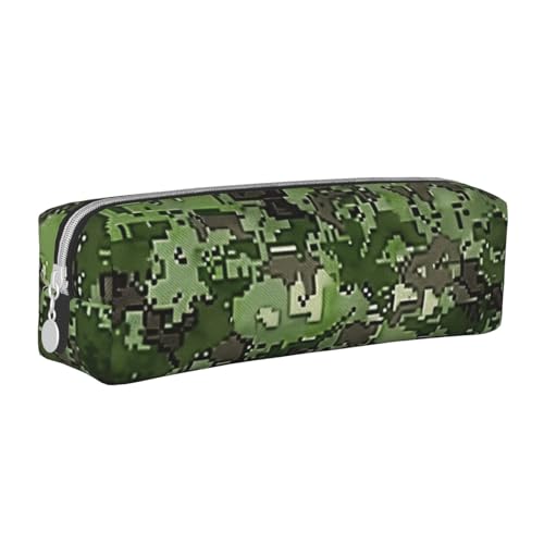 AQRJLPO Grünes Armee-Digital-Tarnmuster, bedrucktes Leder, einfaches Federmäppchen, niedliches Federmäppchen, Federmäppchen, Schule, Schreibwaren, Organizer, Make-up-Tasche für Jungen, Mädchen von AQRJLPO