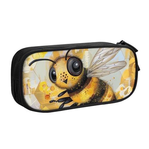 AQRJLPO Honey Bee Kunstdruck-Federmäppchen für Jungen und Mädchen, großes Fassungsvermögen, Büro, Schule, Studenten, Schreibwaren-Tasche, Stifthalter mit 2 Fächern, Schwarz, Schwarz , Einheitsgröße AQRJLPO Honey Bee Kunstdruck-Federmäppchen für Jungen und Mädchen, großes Fassungsvermögen, Büro, Schule, Studenten, Schreibwaren-Tasche, Stifthalter mit 2 Fächern, Schwarz, Schwarz , Einheitsgröße von AQRJLPO