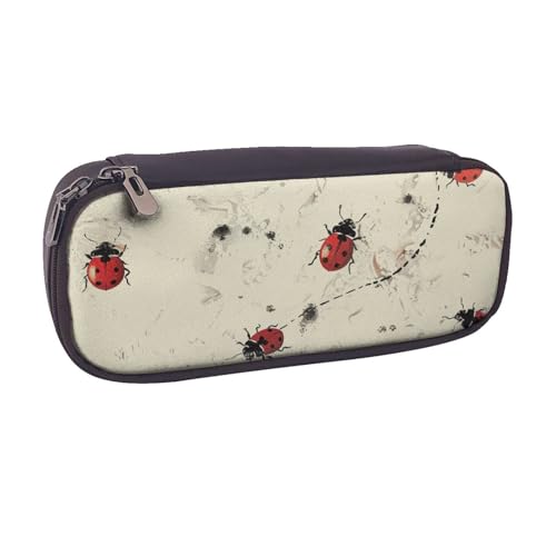 AQRJLPO Kunst-Marienkäfer-Tracks-Drucke, Flip-Leder-Federmäppchen, niedliches Stifteetui, Federmäppchen, Reise-Make-up-Tasche, Schreibwaren-Geschenk für Studenten, Mädchen, Jungen, Frauen, Schwarz AQRJLPO Kunst-Marienkäfer-Tracks-Drucke, Flip-Leder-Federmäppchen, niedliches Stifteetui, Federmäppchen, Reise-Make-up-Tasche, Schreibwaren-Geschenk für Studenten, Mädchen, Jungen, Frauen, Schwarz von AQRJLPO