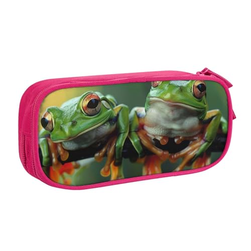 AQRJLPO Lustiges Federmäppchen mit Frösch-Aufdruck, für Jungen und Mädchen, großes Fassungsvermögen, Büro, Schule, Studenten, Schreibwaren-Tasche, Stifthalter mit 2 Fächern, Schwarz, rose von AQRJLPO