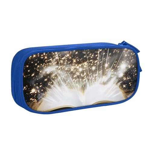 AQRJLPO Magic Book Prints Federmäppchen für Jungen und Mädchen, großes Fassungsvermögen, Büro, Schule, Studenten, Schreibwaren-Tasche, Stifthalter mit 2 Fächern, Schwarz, blau, Einheitsgröße von AQRJLPO