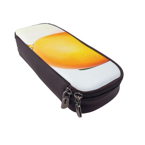 AQRJLPO Mango Prints Leder-Federmäppchen & Kosmetik-Organizer-Tasche mit Reißverschluss – wasserdichte Schulbedarf, Reise-Make-up-Tasche, Schreibwaren-Geschenk für Studenten, Frauen, Schwarz von AQRJLPO