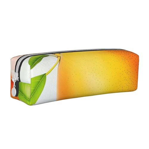 AQRJLPO Mango bedrucktes Leder-Federmäppchen, niedliches Federmäppchen, Stifteetui, Schule, Schreibwaren, Organizer, Make-up-Tasche für Jungen, Mädchen, Studenten, weiß, Einheitsgröße, Schulranzen von AQRJLPO