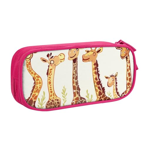 AQRJLPO Niedliches Federmäppchen mit wildem Cartoon-Giraffen-Druck für Jungen und Mädchen, großes Fassungsvermögen, Büro, Schule, Studenten, Schreibwaren-Tasche, Stifthalter mit 2 Fächern, Schwarz von AQRJLPO